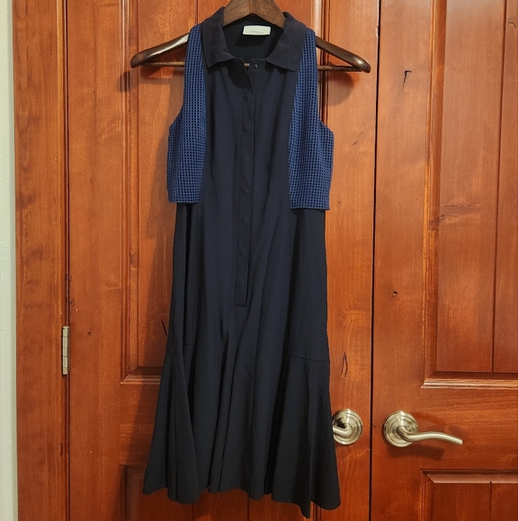 Akris punto Mesh Overlay Sleeveless Dress - Picture 1 of 7